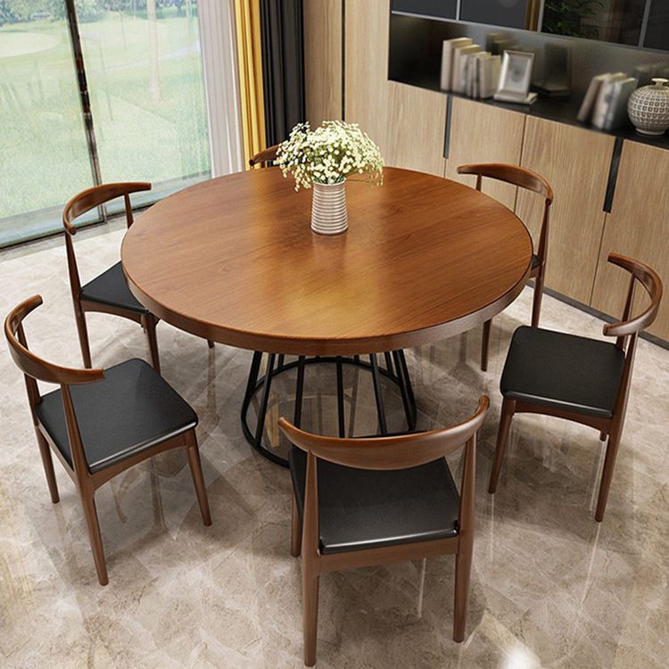 Eigentijdse ronde houten tafel Standaard hoogte eettafel met voetstuk