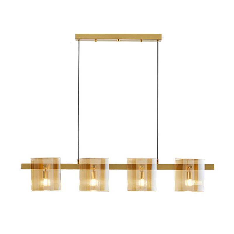 Glass Rectangle Island Light Fixtures Modern Multiple-Light Island Pendant