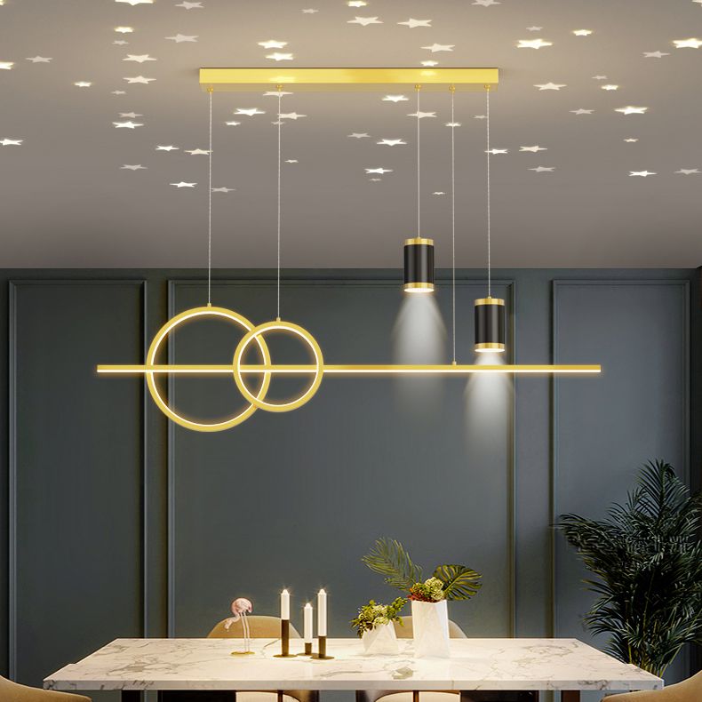 Cilindro de iluminación de la isla contemporánea Metal 5 Pendantes de la Light Island para la cocina