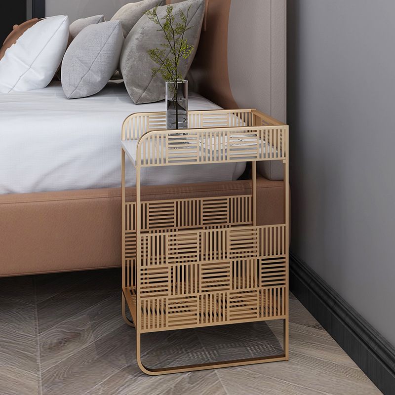 19.69" Tall Stone/Iron Nightstand Contemporary 1 - Shelf Night Stand