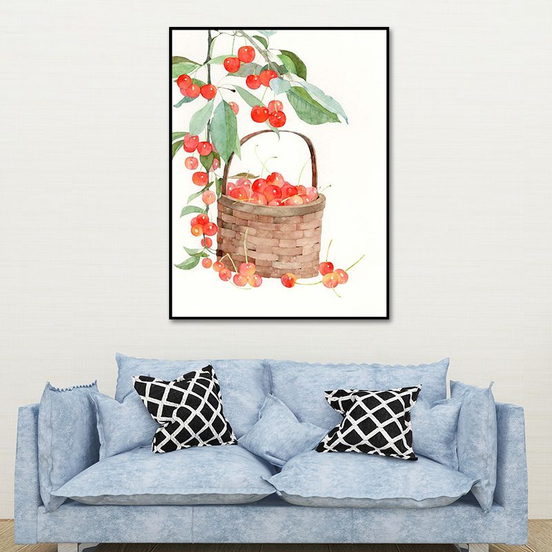 Farmhouse Plant Painting Canvas Print White Textured Wall Art Decor for Dining Room