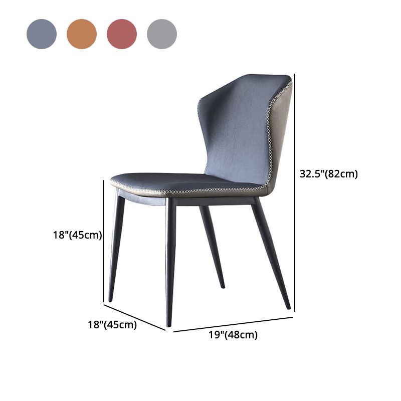 Sillas laterales sin brazos de comedor de cuero con respaldo de estilo industrial (juego de 4)