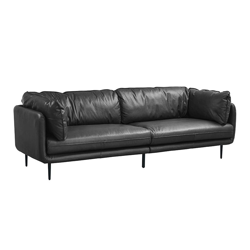 Contemporary Tuxedo Arm Sofa 38.58" Wide Faux Leather Sofa with Loose Back
