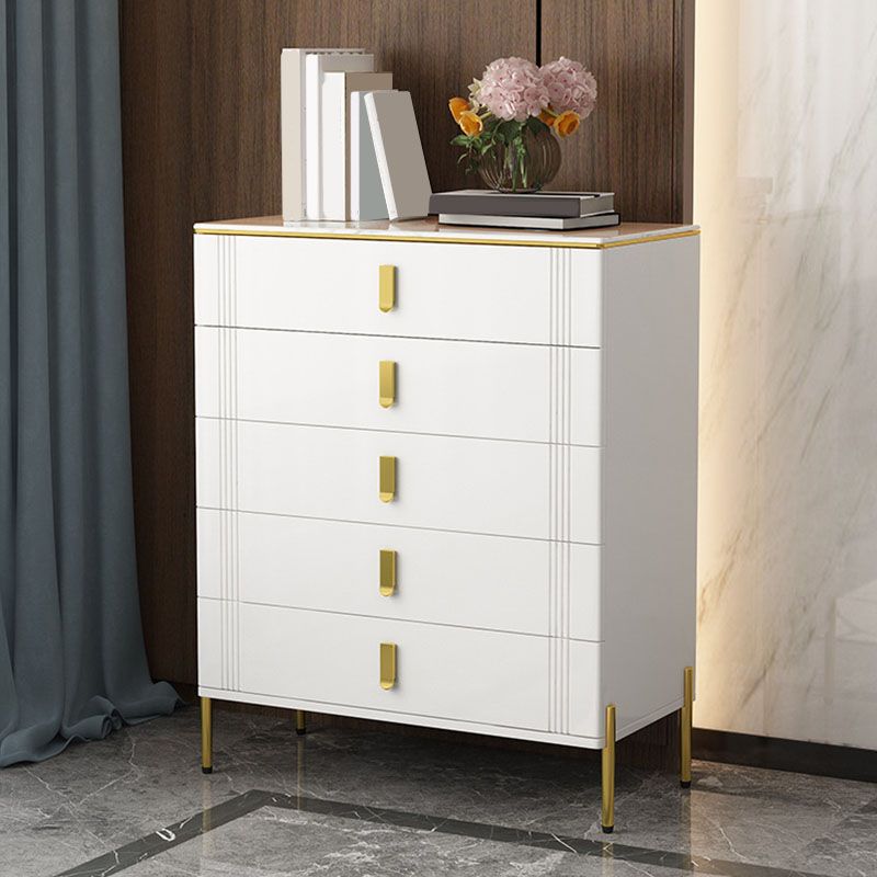 Glam Stone Storage Chest White 16" Wide Bedroom Chest with Drawers