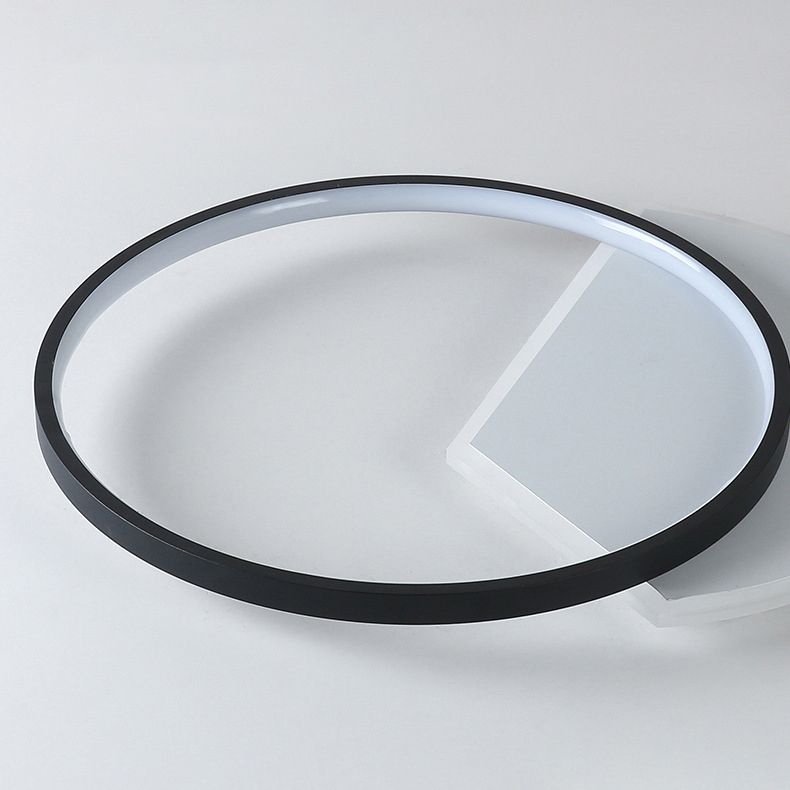 Luminaire encastré rond plafonnier de chambre à coucher LED en métal moderne, Noir et blanc