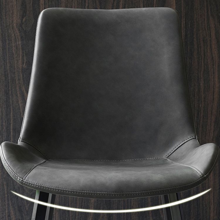 Contemporary Armless Dining Chairs Matte Finish Leather Curved Parsons Side Chair