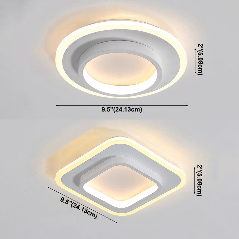 Modern Geometric Ceiling Lamp Aluminium 1 Light Flush Mount with Hole 2.5-4'' Dia
