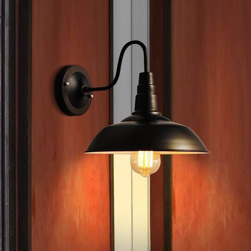 1-Light Sconces Wall Lights Industrial Gooseneck Metal Wall Lights in Black and Iron Rust