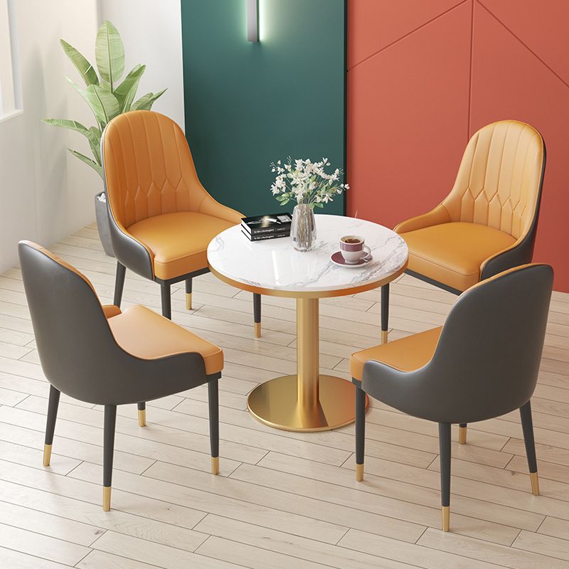 1/3/4/5 Pcs Metal Glam Style Dining Room Set with Round Table Dinette Set