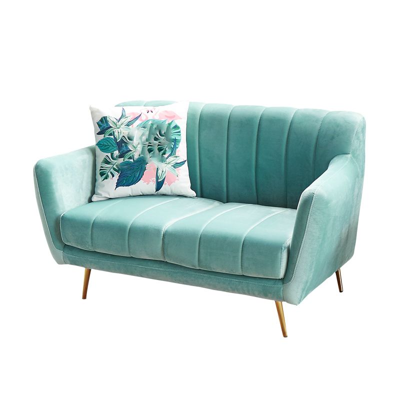 Contemporary Velvet Square Arm Sofa Green/Blue/Pink Settee with Tight Back