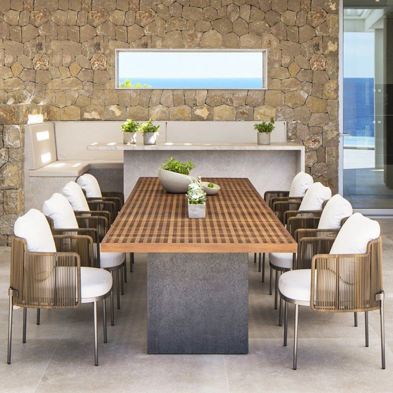 Tropical with Arm Dining Chairs Water Repellent Finish Cushion Chairs