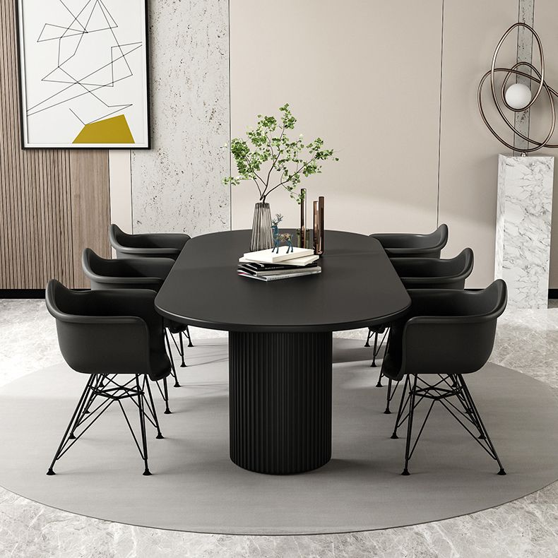 Simple Black Solid Wood Dining Table Rectangle Shape Standard Dining Table for Kitchen