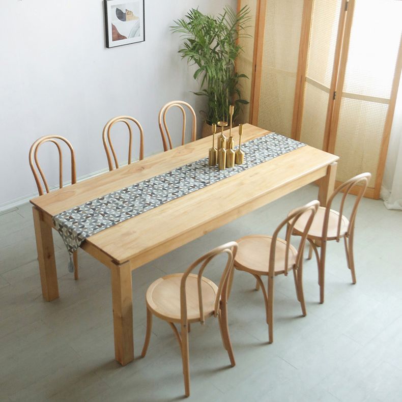 Modern Solid Wood Dining Set 1/2/5/7 Pieces Natural Finish Dinette Set with Wooden Chairs