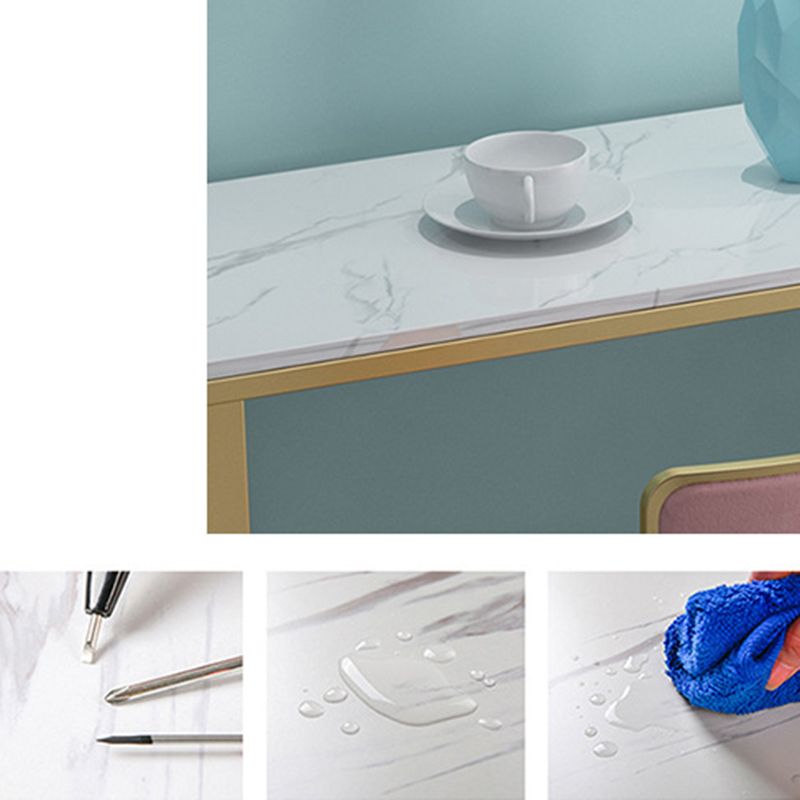 Faux Marble Top Bar Height Table Glam Style Bistro Table for Patio Use