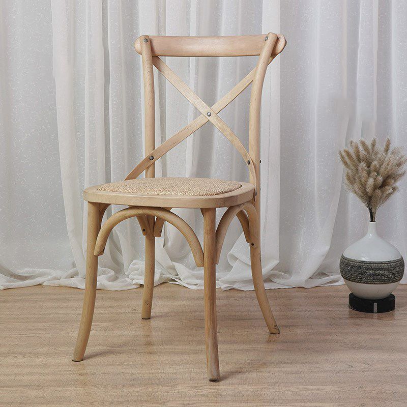 Chaises de salle à manger traditionnelles en bois massif, finition mate, chaise latérale à dossier croisé