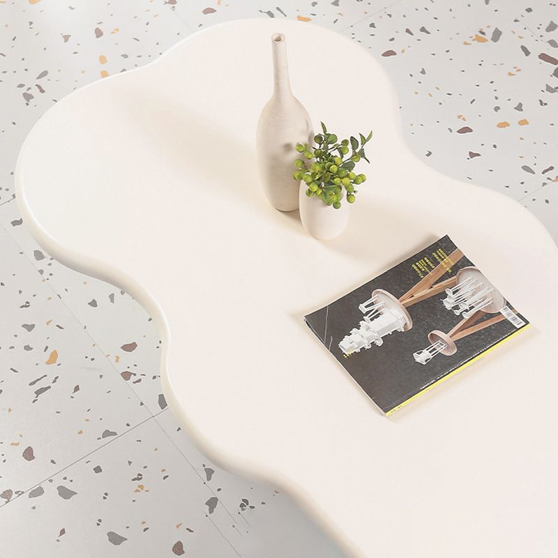 1 White Coffee Table Solid Wood Round Coffee Table Minimalist