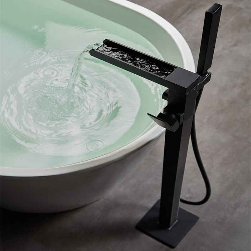 Modern Deck Mounted Copper Tub Faucet Low Arc Waterfall Tub Faucet