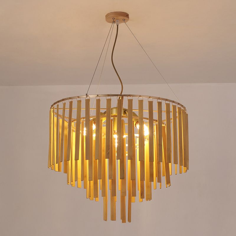 Minimalist Bamboo Pendant Lighting Fixture Dining Room Ceiling Chandelier