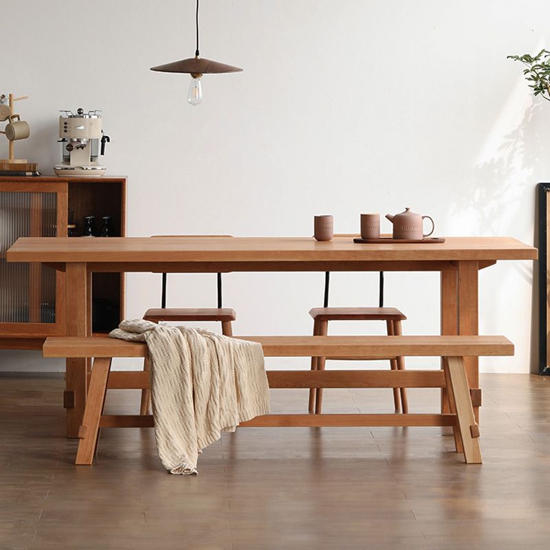 Tavolo da pranzo a rettangolo in legno massiccio moderno tavolo da cucina contemporanea con base di cavalletto