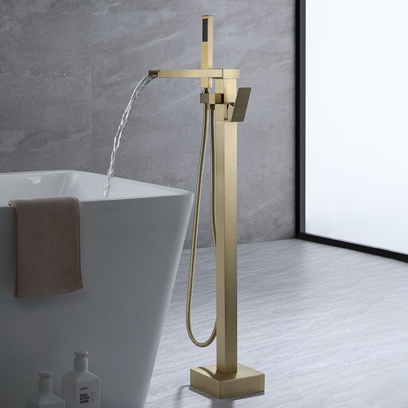 Floor Mounted Bronzel Freestanding Tub Filler Single Handle Freestanding Faucet with Hose