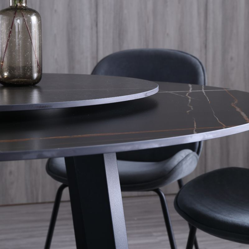 Metal and Stone Table Glam Style Simple Home Black Round Dining Table