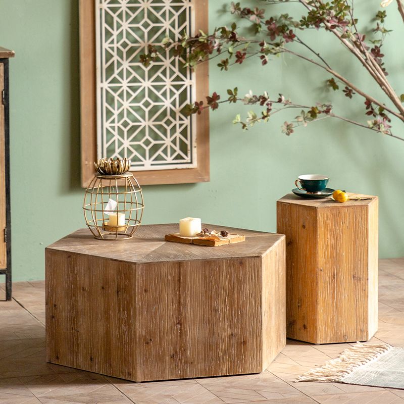 Rustic Corner Table Solid Wood Brown Side End Table for Living Room