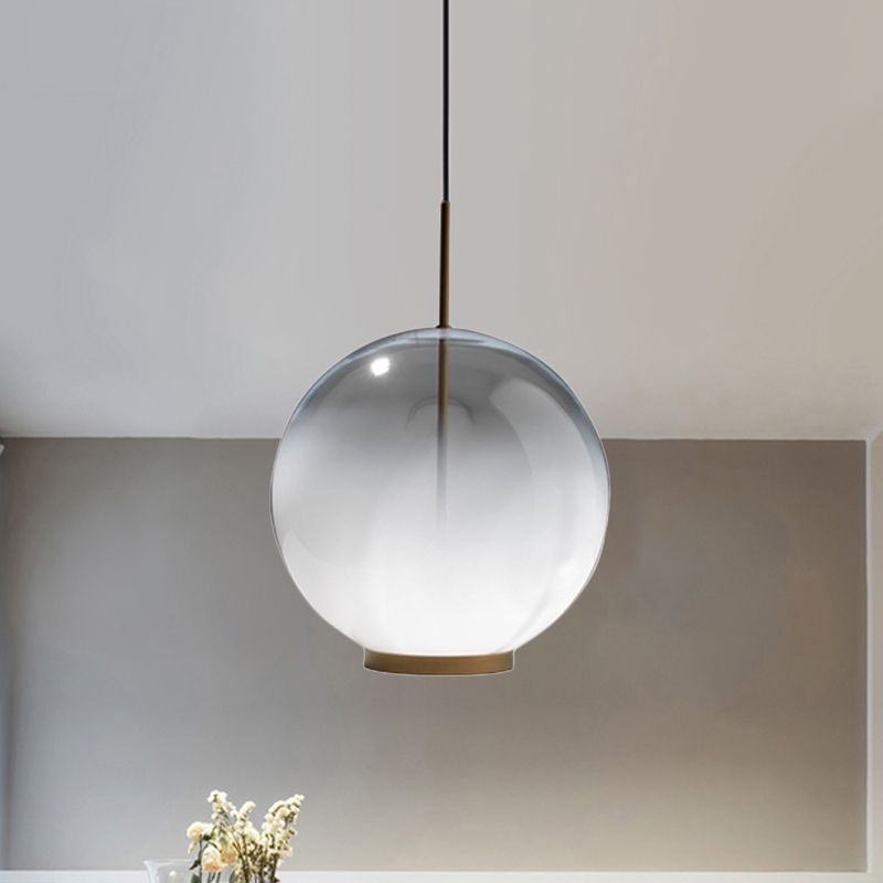 Simple Sphere Drop Pendant Gradient Frosted Glass Single Bulb Dining Table Suspension Light