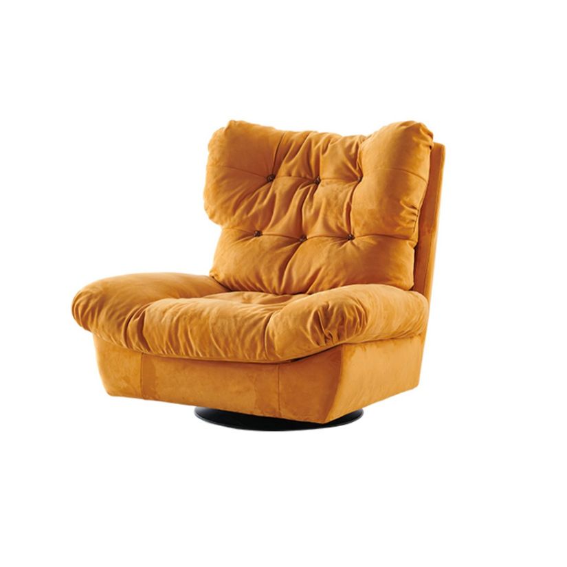 Contemporary Upholstery Yellow Solid Color Swivel Base Wing Chair Recliner