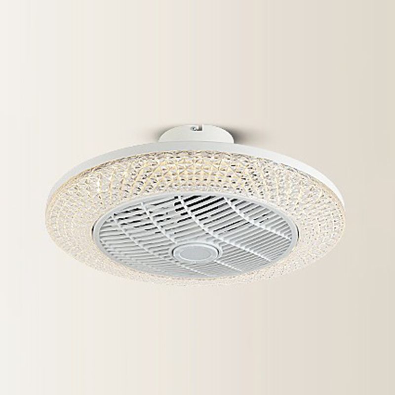 Illuminazione a ventola rotonda saldata fredda minimalista acrilico bianco semifulco per camera da letto