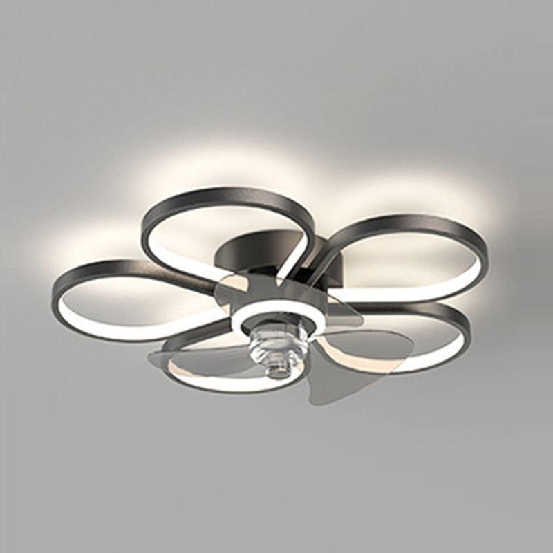 Nordic Style Metal Ceiling Fan Lamp Geometry Circle Ceiling Fan Light for Bedroom