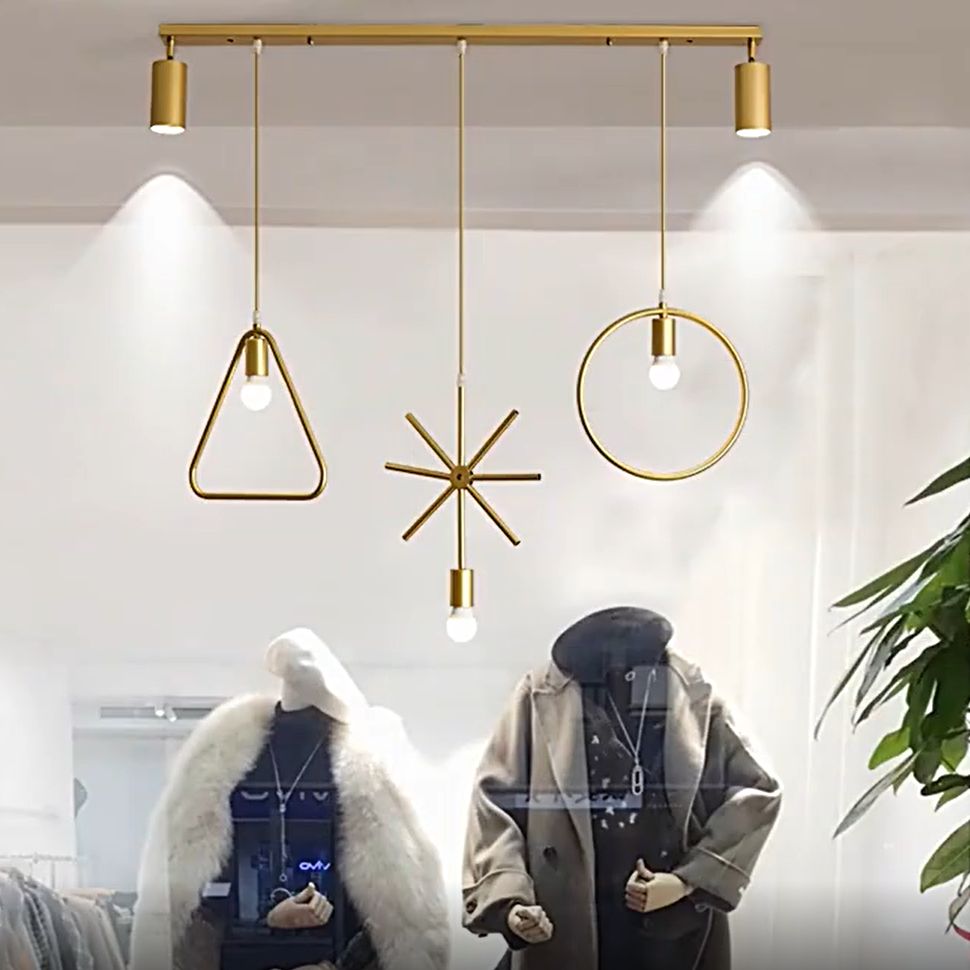 3 Light Cylinder Island Light Modern Metal Island Light Fixture in Gold