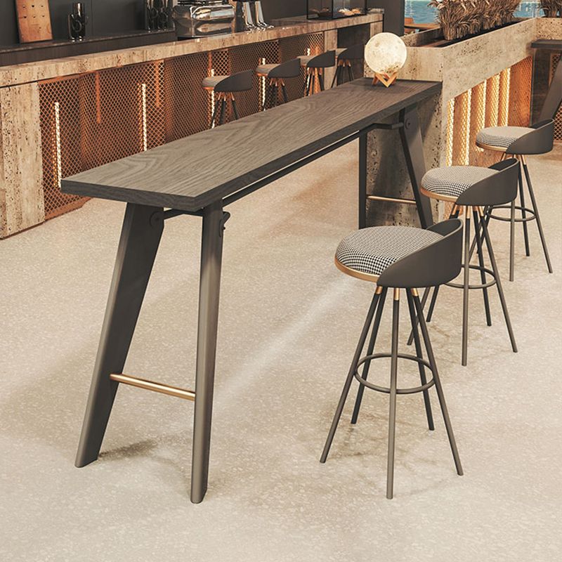 Glam Style Rectangle Bar Table Solid Wood Fixed Bar Dining Table with 4 Legs