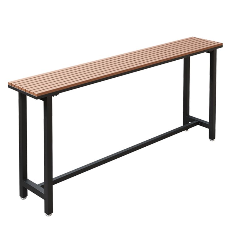Plastic Wood Bar Dining Table Modern Rectangle Bar Table with Trestle for Cafe Balcony