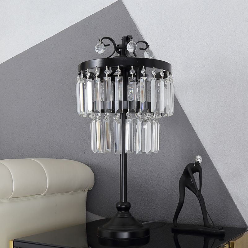 Lámpara de mesa de tambor de doble capa cristal