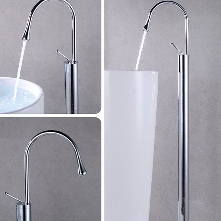 Modern Floor Mounted Single Handle Freestanding Tub Filler Metal Freestanding Faucet