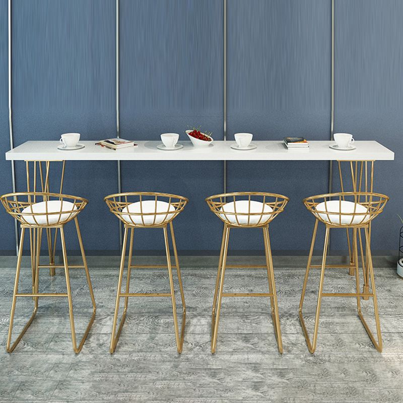 Rectangle Gold Legs Counter Set 1/2/5/9 Pieces Wood Glam Indoor Pub Table Set