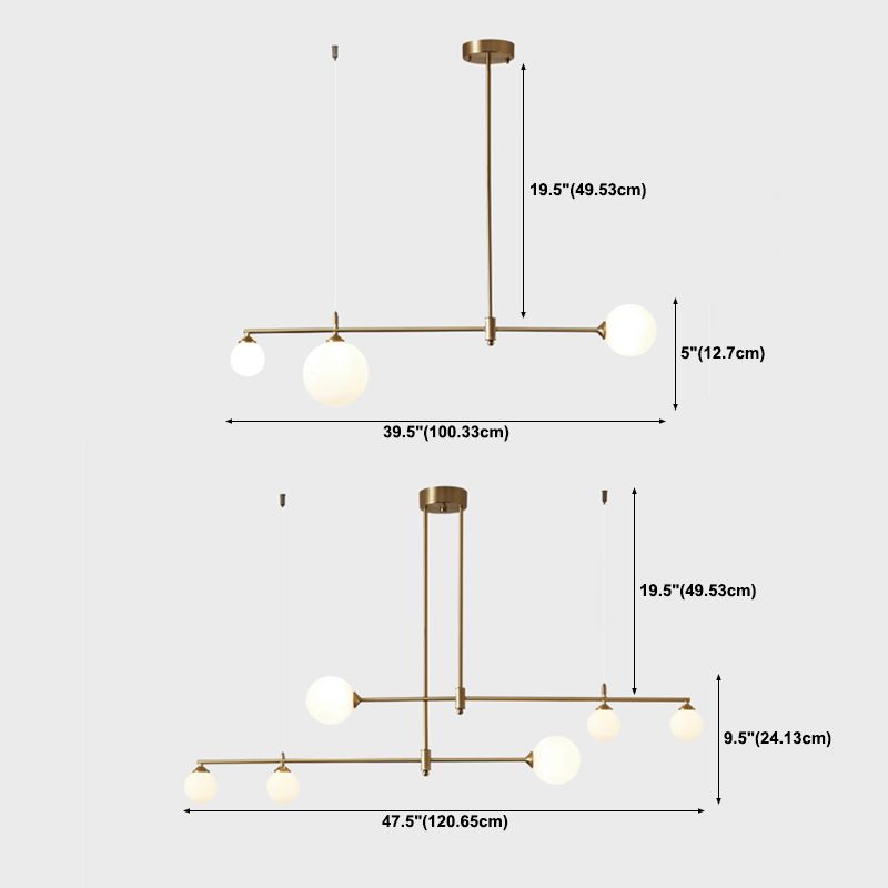 Contemporary Island Light Fixture Glass Sphere Island Lights in Gold