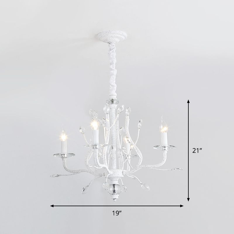 Éclairage de lustre à bougie rustique 4/6 têtes transparent K9 Crystal Suspension Lumière en blanc pour la salle à manger