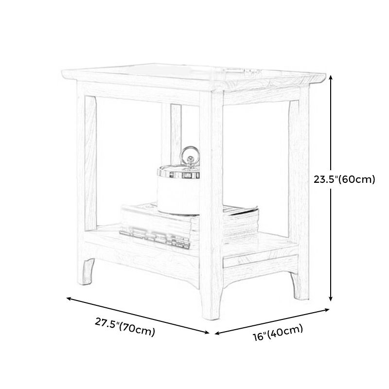 Transitional Wood Top Side End Table Rectangular Sofa Side End Table with Storage
