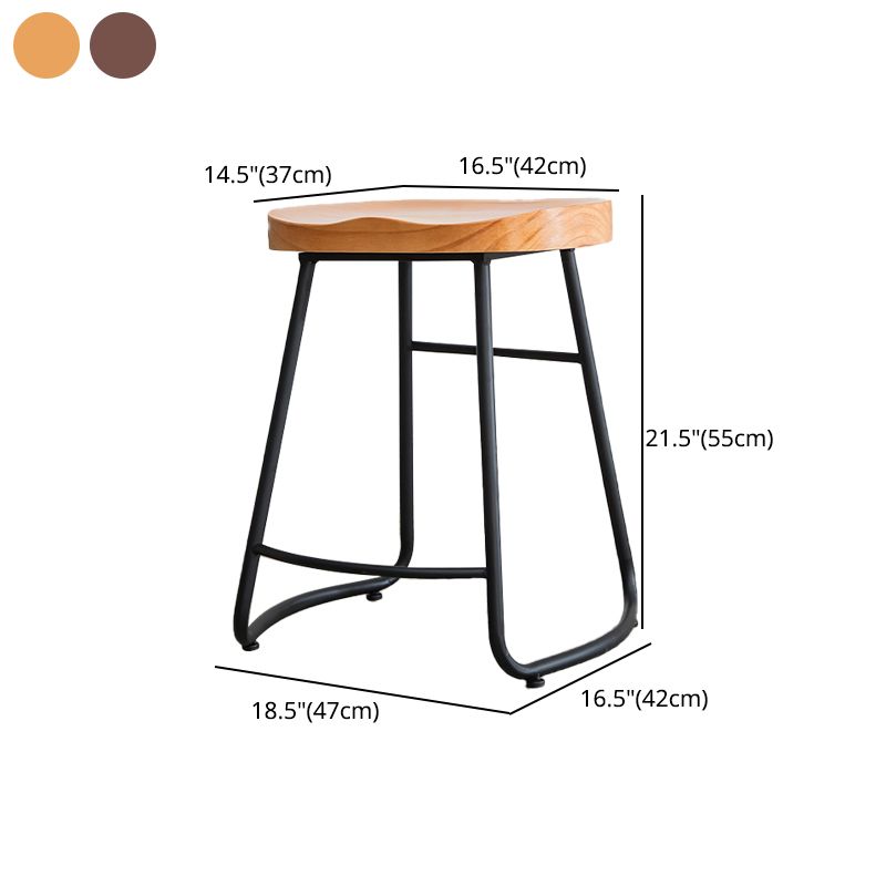 Contemporary Backless Solid Wood Bar Stool Matte Finish Indoor Stool