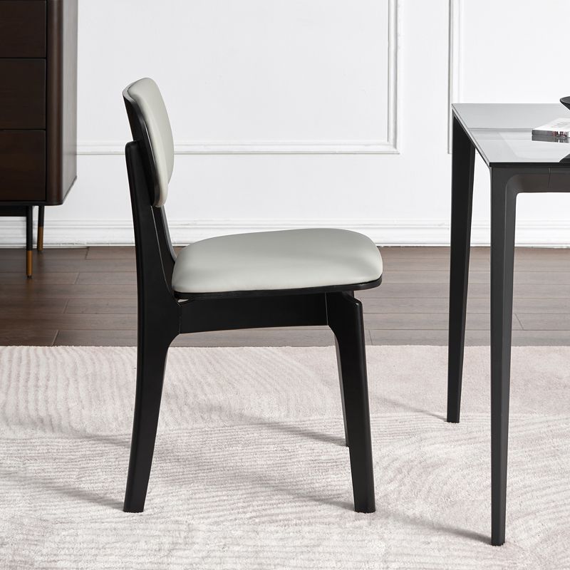 Silla de comedor de madera contemporánea, sillas de comedor de cuero para uso doméstico (juego de 2)
