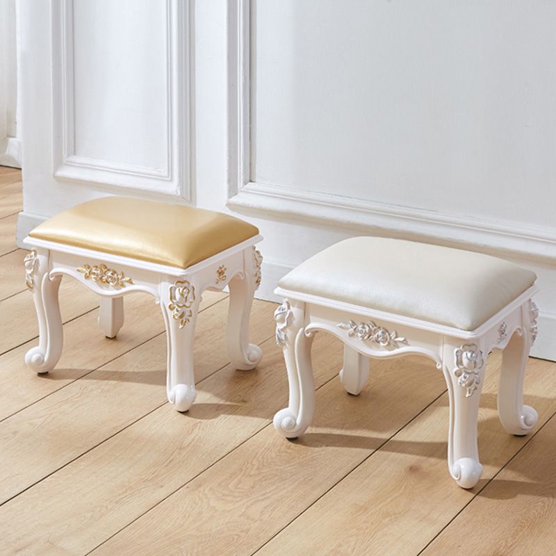 PU Leather Ottoman Pure Color Carving Water Resistant Glam Standard Ottoman