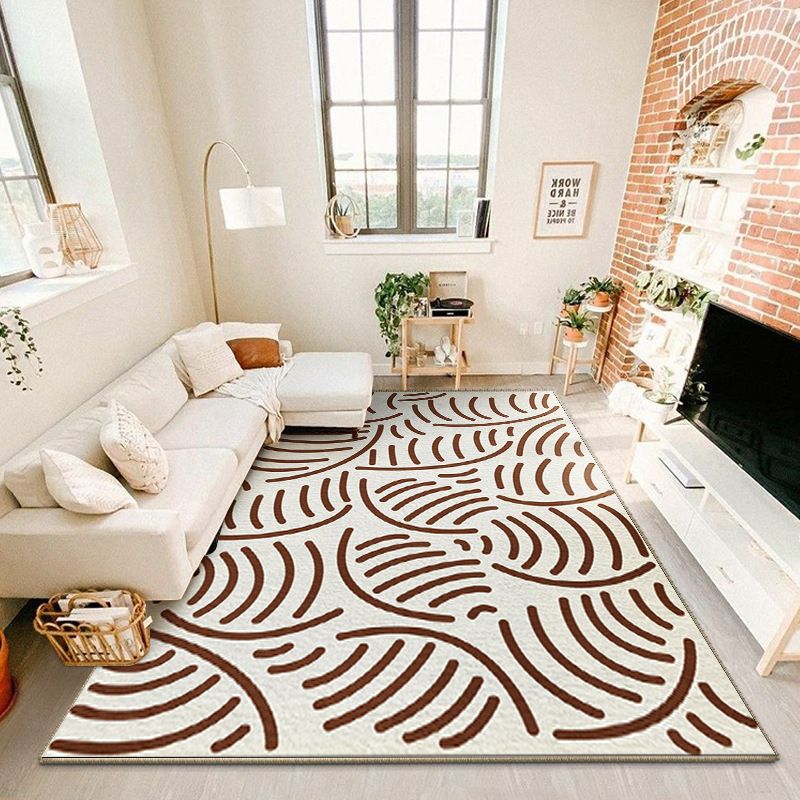 Modern Yellow Area Rug Geometric Print Polyester Carpet Anti-Slip Rug for Drawing Room