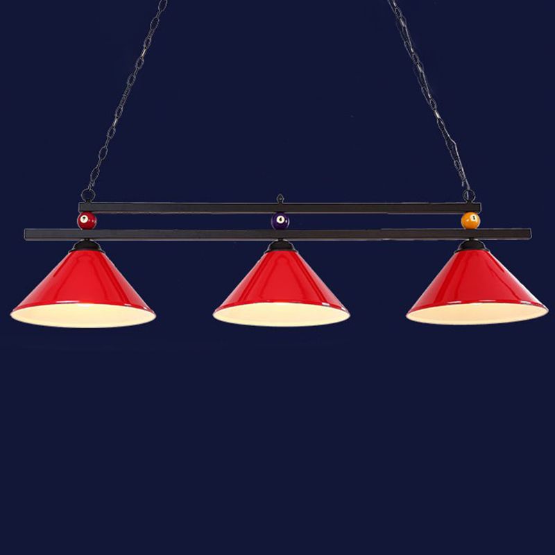 Biljart kroonluchter landstijl bar eiland verlichtingsarmatuur met kegel metalen schaduw