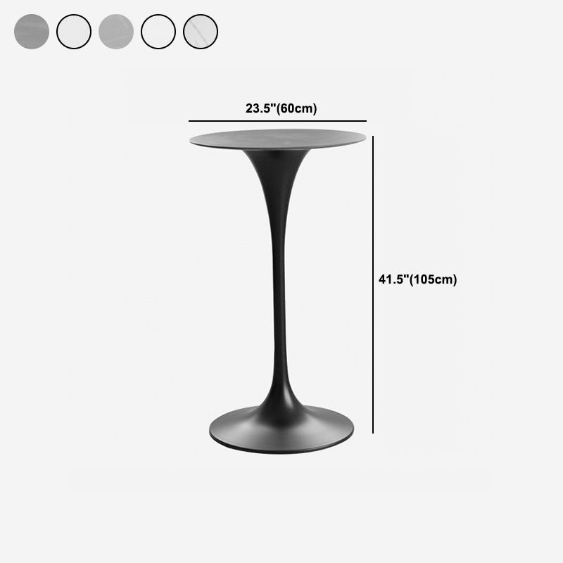 Contemporary Round Bar Stool Table Faux Marble and Stone Bar Table for Small Places