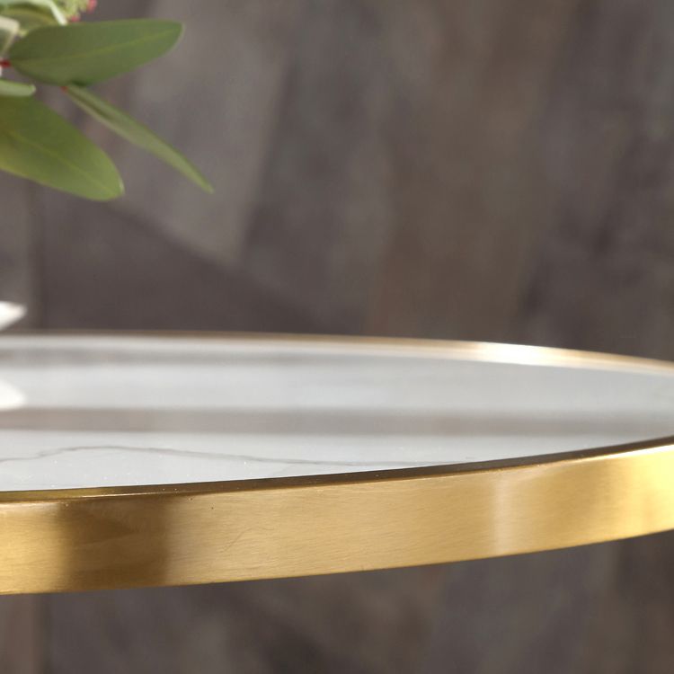 Mesa de comedor de piedra sinterizada de forma redonda, mesa con pedestal Glam para comedor