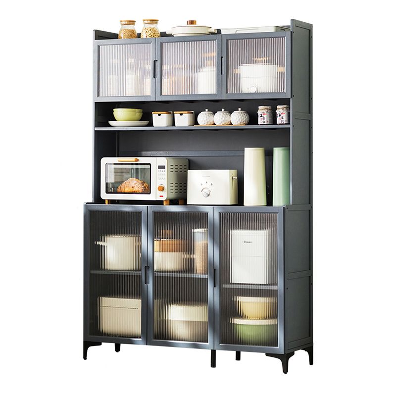 Contemporary Dining Server Grey Bamboo Buffet Server for Living Room