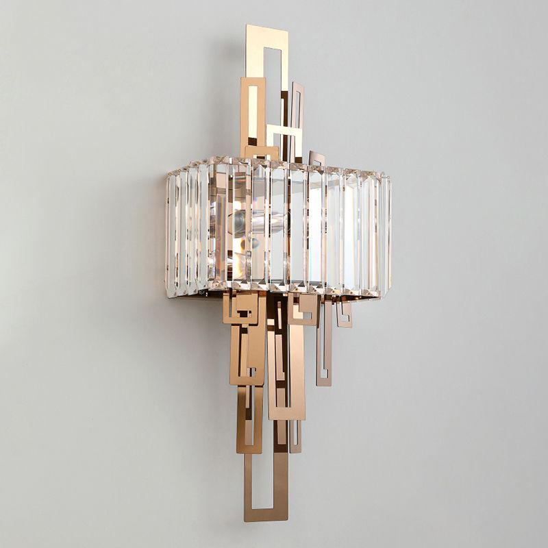 Disconce da parete a 2 luci oro nella moderna lampada da parete in metallo elettroplato in stile creativo con tonalità di cristallo