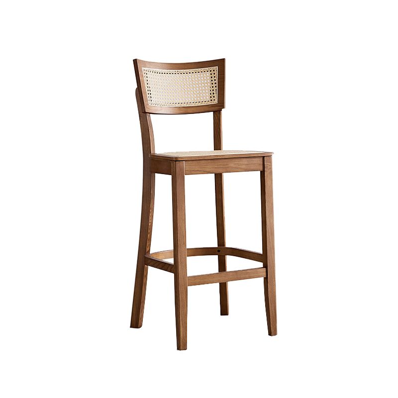 Contemporary Solid Wood Frame Stool Low Back Armless Bar Stool