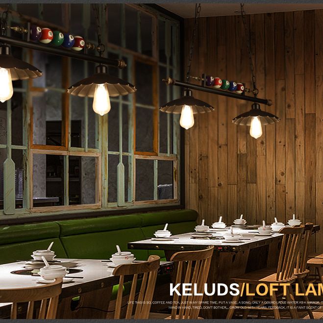 Stile industriale Isola Penderant Light Black Black Iron Iron Billiard Billiard DECOREATIVE Light con 39 "catena regolabile